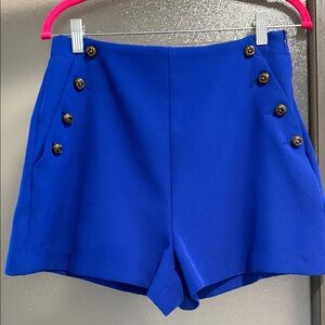 Women's Blue Button-Detail Shorts